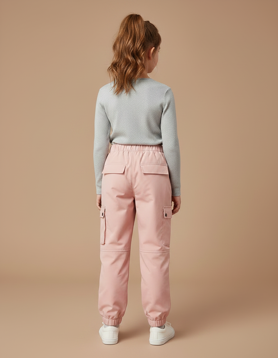 Pantalon Randonnée Rose Cargo Enfant Doublé Polaire - Polyester - vue 2