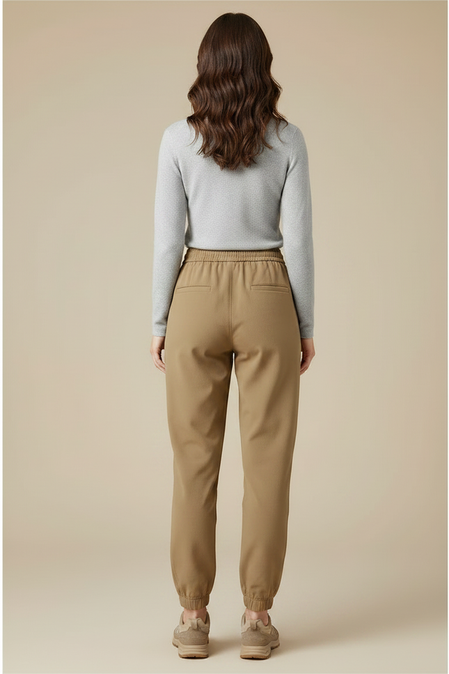 Pantalon Randonnée Femme Kaki Cargo Cordon Ajustable - Gabardine - vue 2