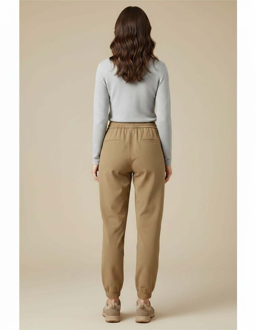 Pantalon Randonnée Femme Kaki Cargo Cordon Ajustable - Gabardine - vue 2