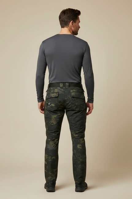 Pantalon Randonnée Camouflage Militaire Cargo Homme Résistant - Kaki Polyester - vue 2