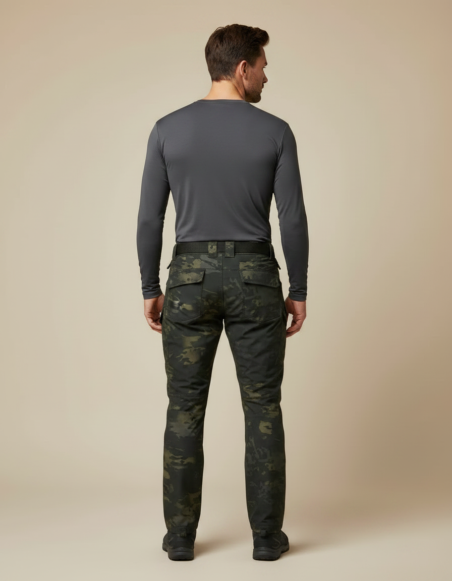 Pantalon Randonnée Camouflage Militaire Cargo Homme Résistant - Kaki Polyester - vue 2