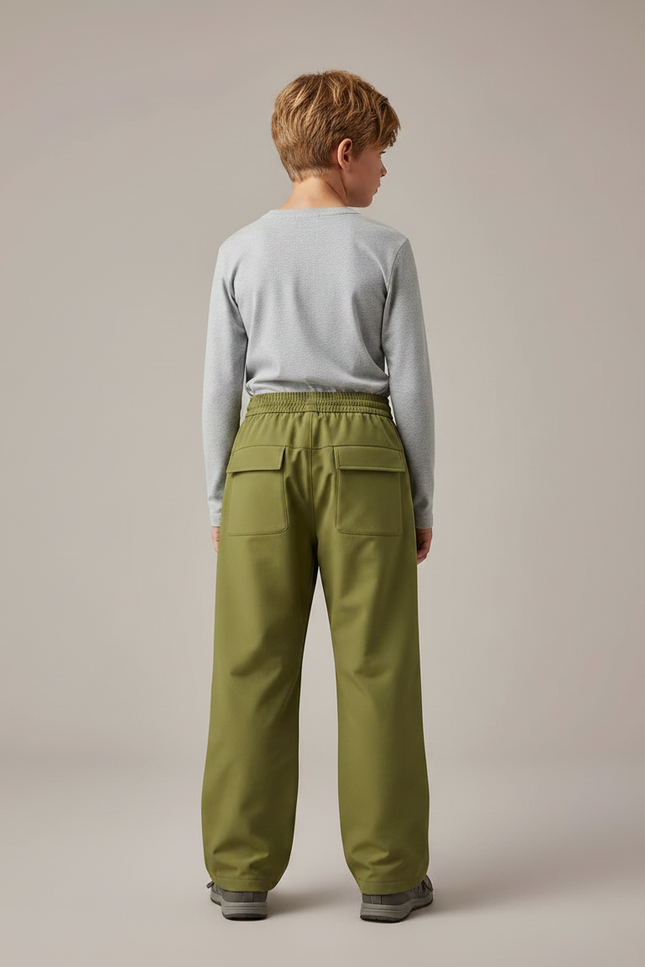 Pantalon Randonnée Kaki Ample Zips Contraste Enfant - Polyester - vue 2