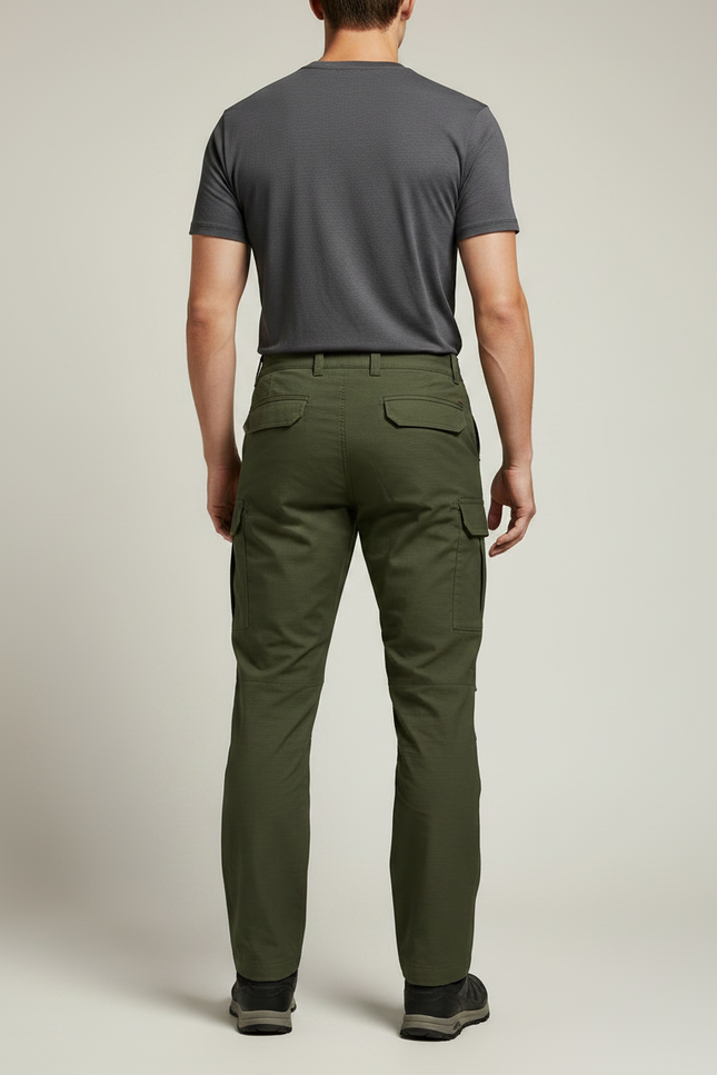 Pantalon Randonnée Vert Kaki Cargo Homme Multipoches - Gabardine - vue 2