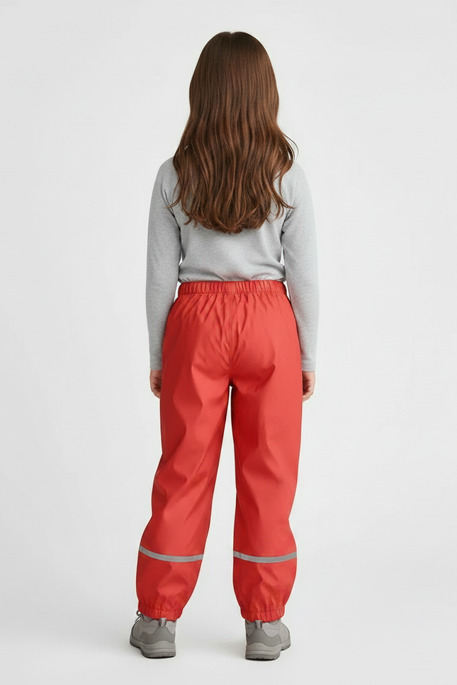 Pantalon Randonnée Rouge Imperméable Réfléchissant Enfant - Polyester - vue 2