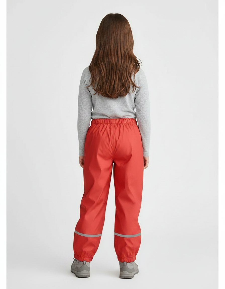 Pantalon Randonnée Rouge Imperméable Réfléchissant Enfant - Polyester - vue 2