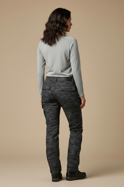 Pantalon Randonnée Camouflage Gris Femme Cargo Robuste - Toile - vue 2