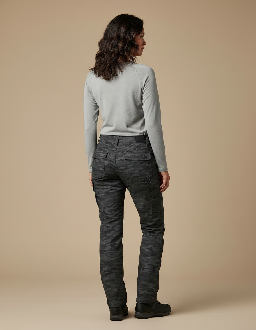 Pantalon Randonnée Camouflage Gris Femme Cargo Robuste - Toile - vue 2
