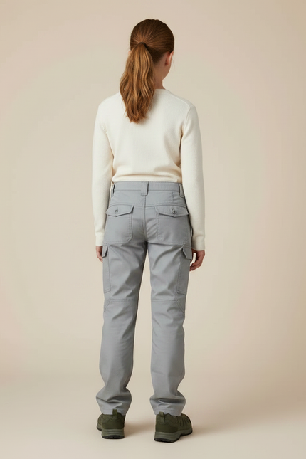 Pantalon Randonnée Gris Multipoches Enfant Résistant - Toile - vue 2