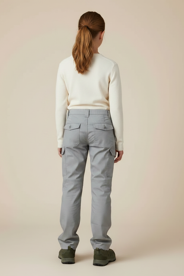Pantalon Randonnée Gris Multipoches Enfant Résistant - Toile - vue 2