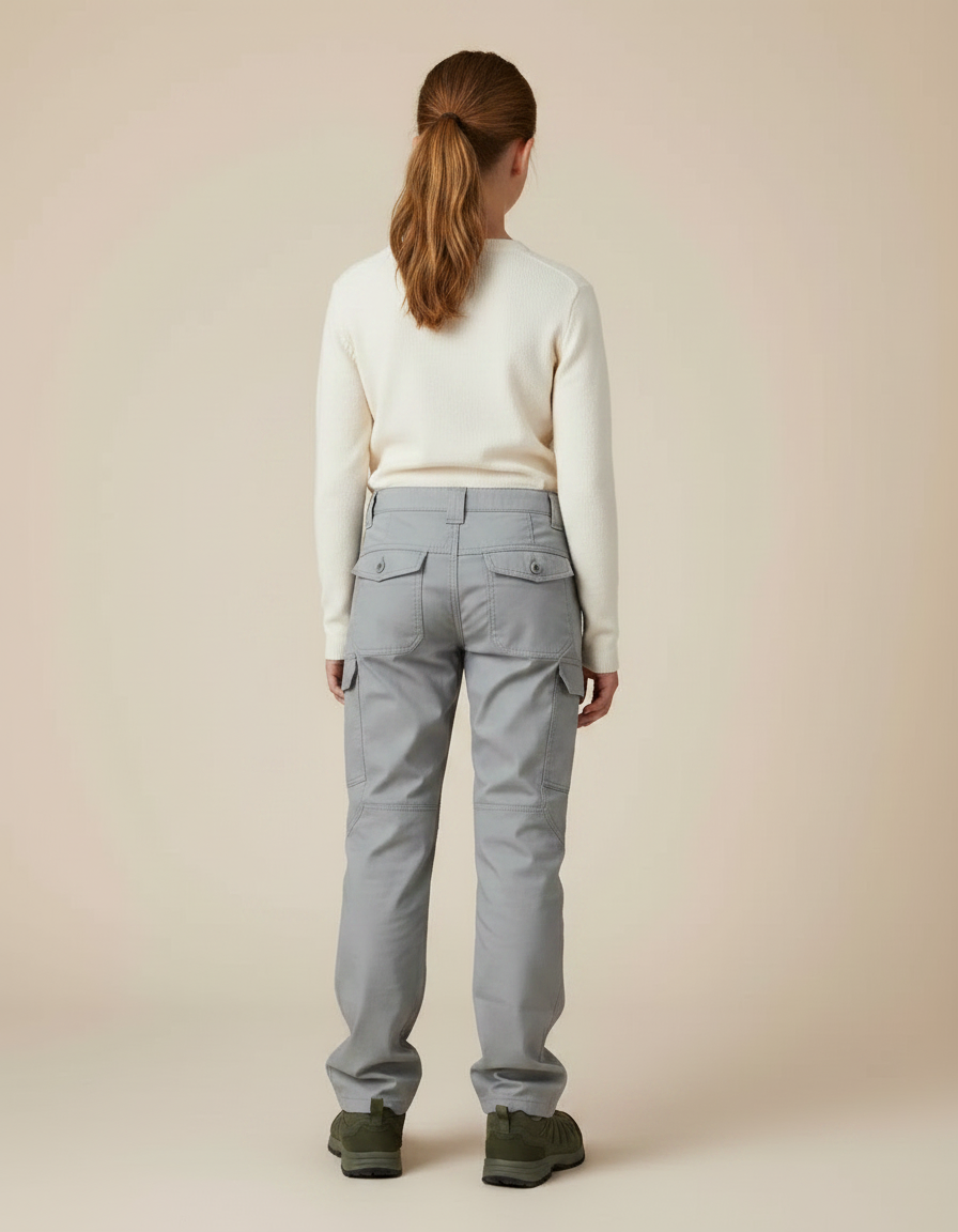 Pantalon Randonnée Gris Multipoches Enfant Résistant - Toile - vue 2