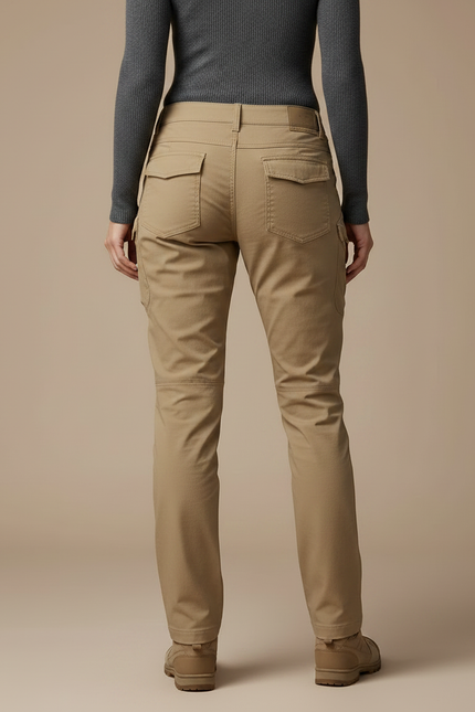Pantalon Randonnée Beige Cargo Slim Respirant Femme - Gabardine - vue 2