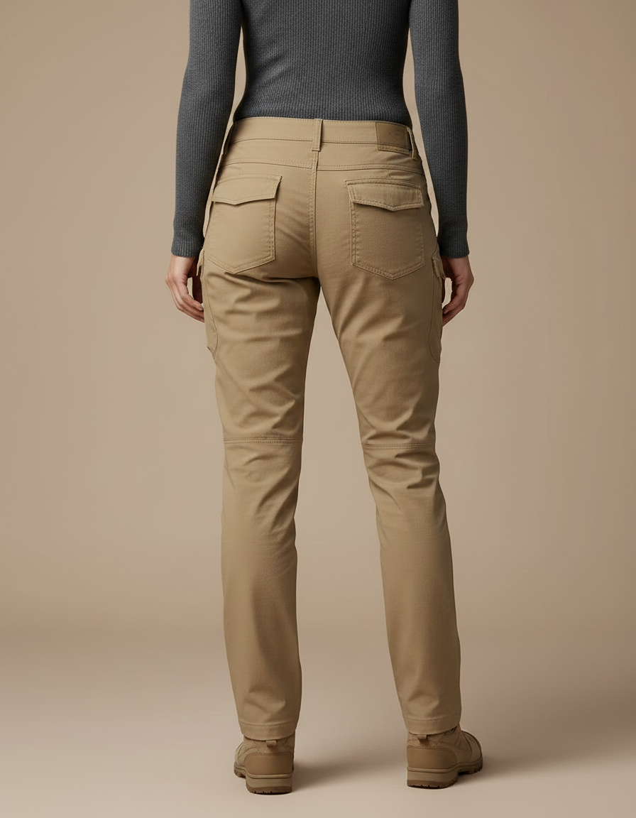 Pantalon Randonnée Beige Cargo Slim Respirant Femme - Gabardine - vue 2