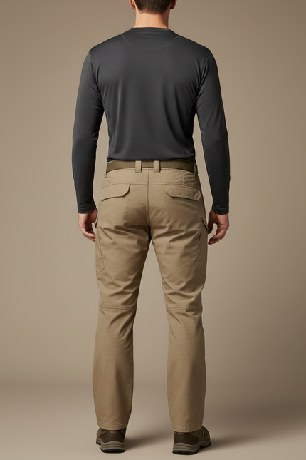 Pantalon Randonnée Beige Cargo Tactique Multi-Poches Homme - Polyester - vue 2