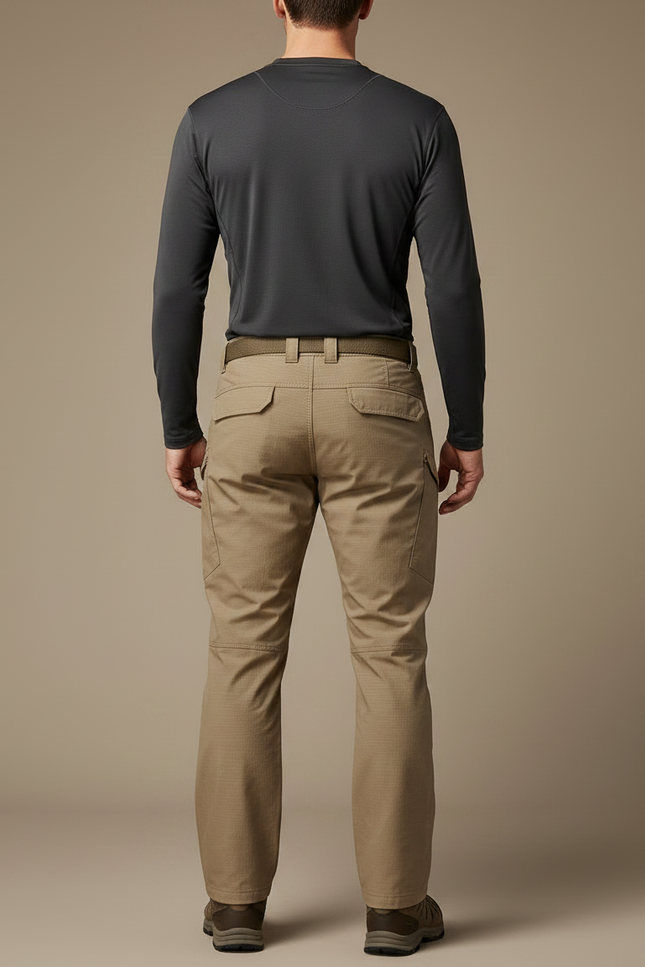 Pantalon Randonnée Beige Cargo Tactique Multi-Poches Homme - Polyester - vue 2