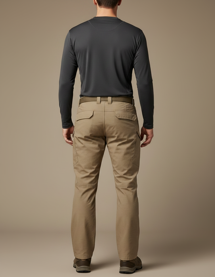 Pantalon Randonnée Beige Cargo Tactique Multi-Poches Homme - Polyester - vue 2