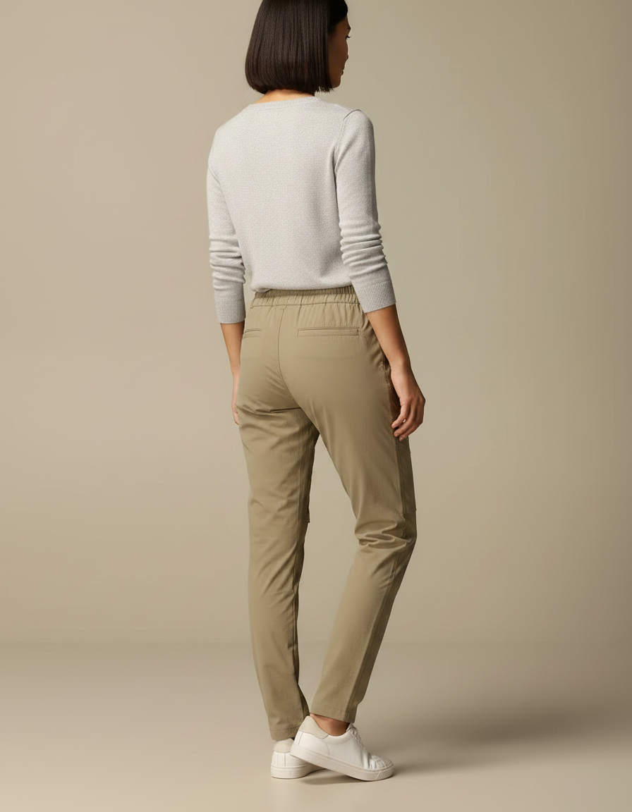 Pantalon Randonnée Kaki Cargo Stretch Femme - Polyester - vue 2