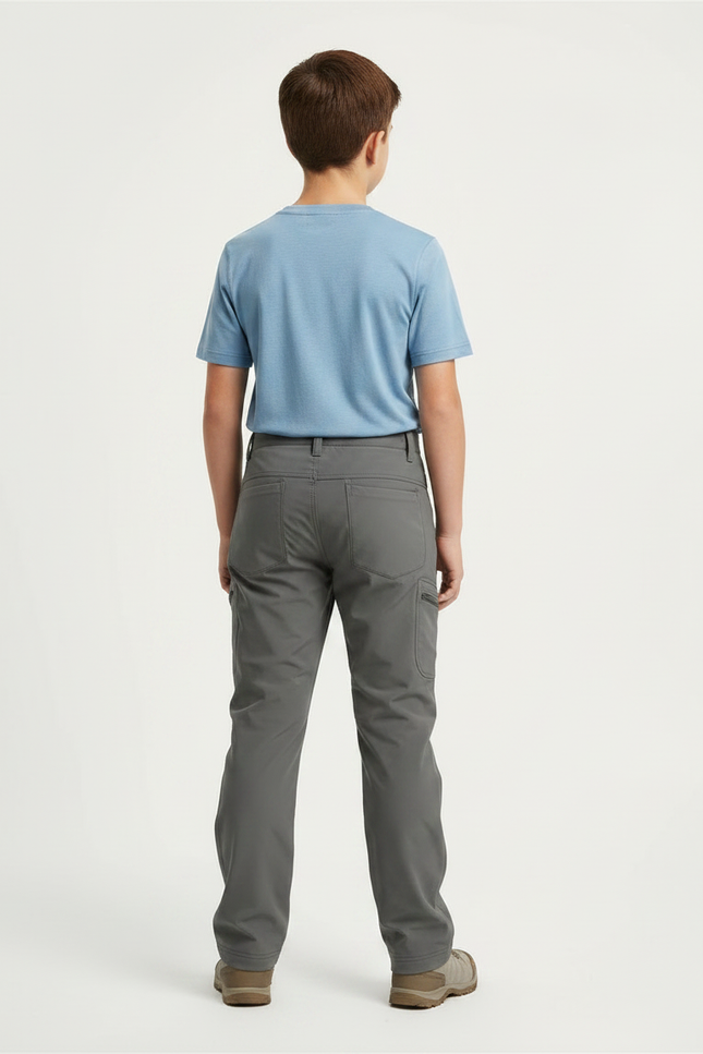 Pantalon Randonnée Gris Enfant Confortable Élastique Imperméable - Polyester - vue 2