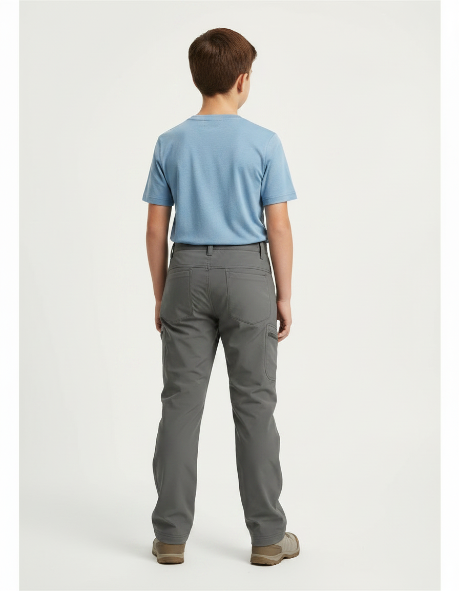 Pantalon Randonnée Gris Enfant Confortable Élastique Imperméable - Polyester - vue 2