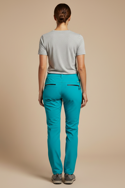 Pantalon Randonnée Femme Turquoise Coupe Droite Zippé - Bleu Polyester - vue 2