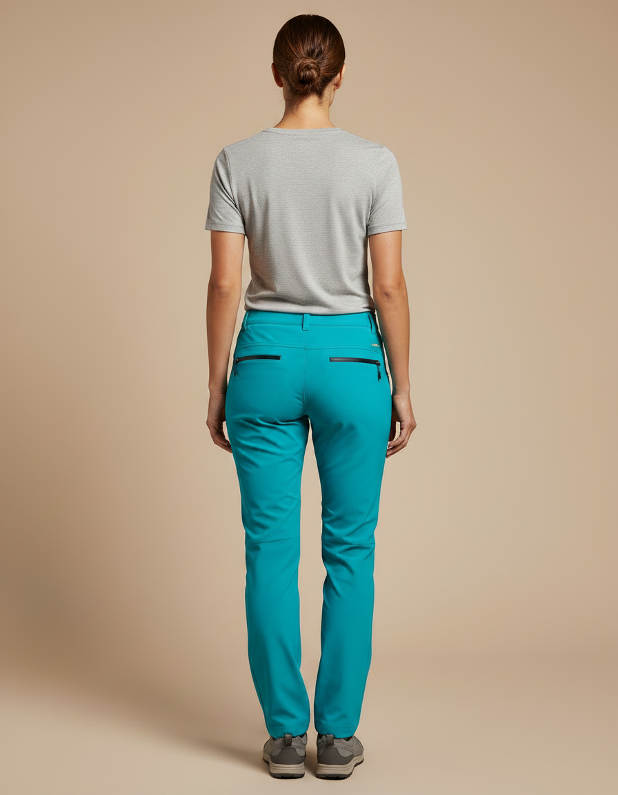 Pantalon Randonnée Femme Turquoise Coupe Droite Zippé - Bleu Polyester - vue 2