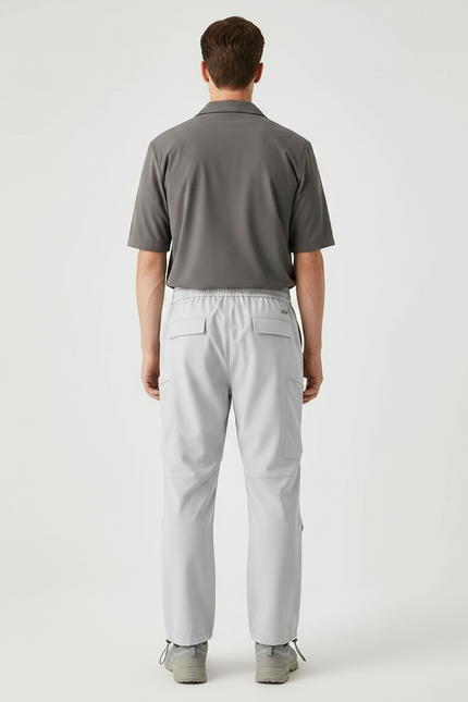 Pantalon Randonnée Gris Clair Cargo Ample Cordon Homme - Polyester - vue 2