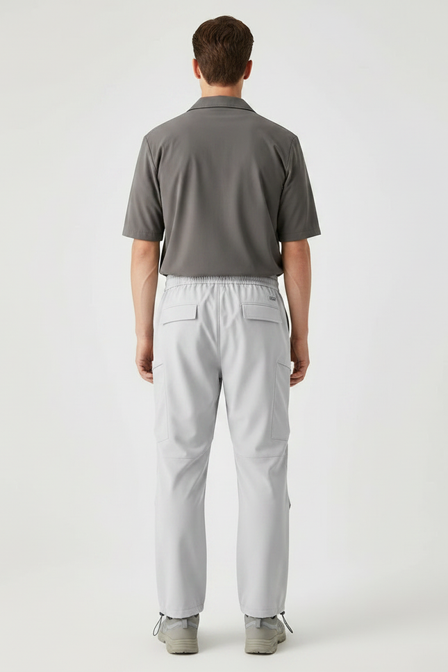 Pantalon Randonnée Gris Clair Cargo Ample Cordon Homme - Polyester - vue 2