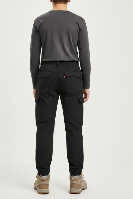 Pantalon Randonnée Noir Cargo Enfant Coton - vue 2