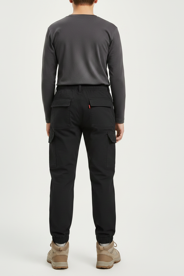 Pantalon Randonnée Noir Cargo Enfant Coton - vue 2