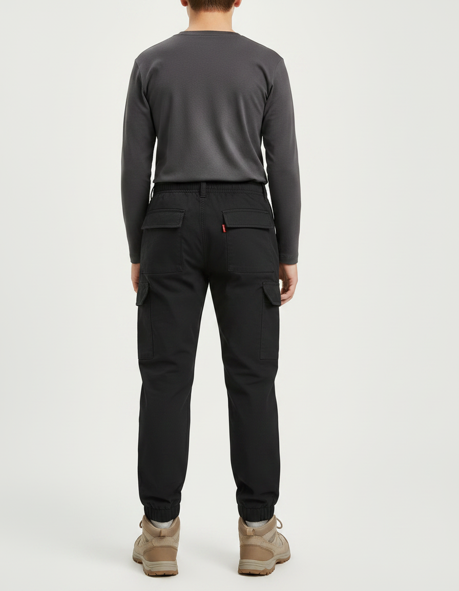 Pantalon Randonnée Noir Cargo Enfant Coton - vue 2