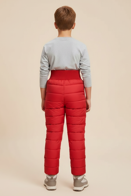 Pantalon Randonnée Rouge Matelassé Enfant Hiver - Polyester - vue 2