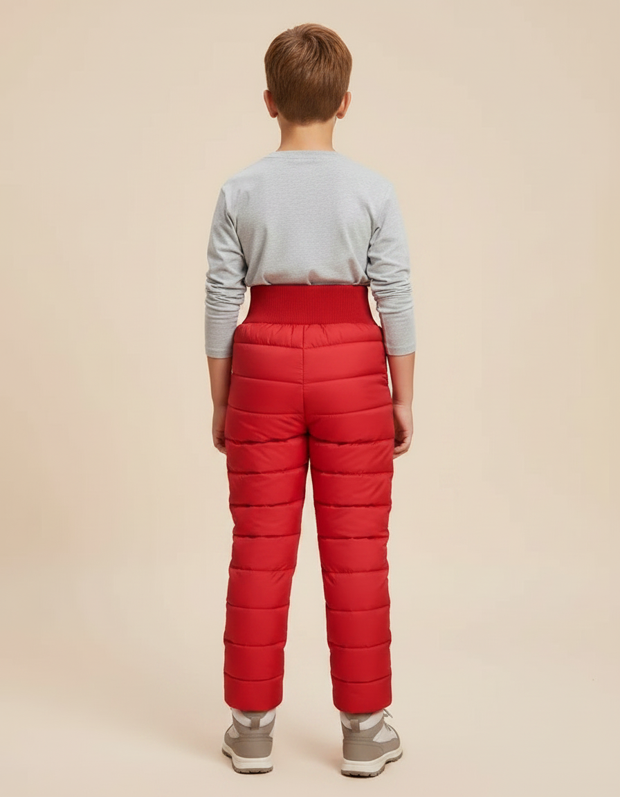 Pantalon Randonnée Rouge Matelassé Enfant Hiver - Polyester - vue 2