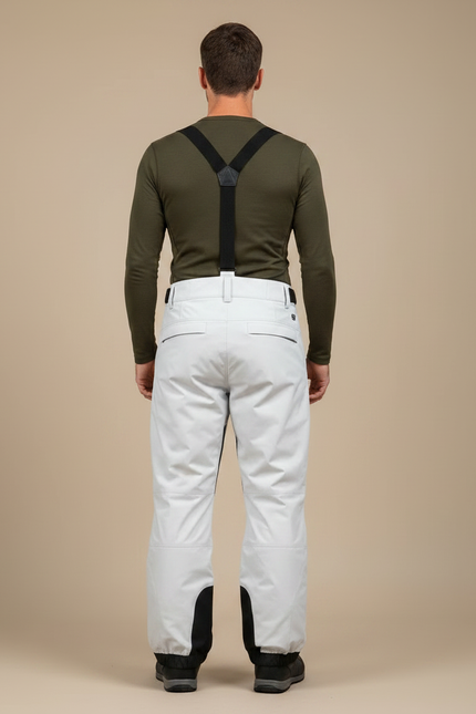 Pantalon Randonnée Blanc Imperméable Bretelles Ski Homme - Polyester - vue 2