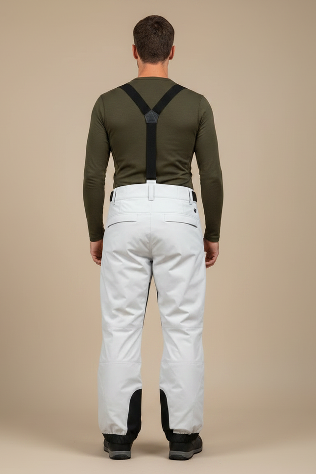 Pantalon Randonnée Blanc Imperméable Bretelles Ski Homme - Polyester - vue 2
