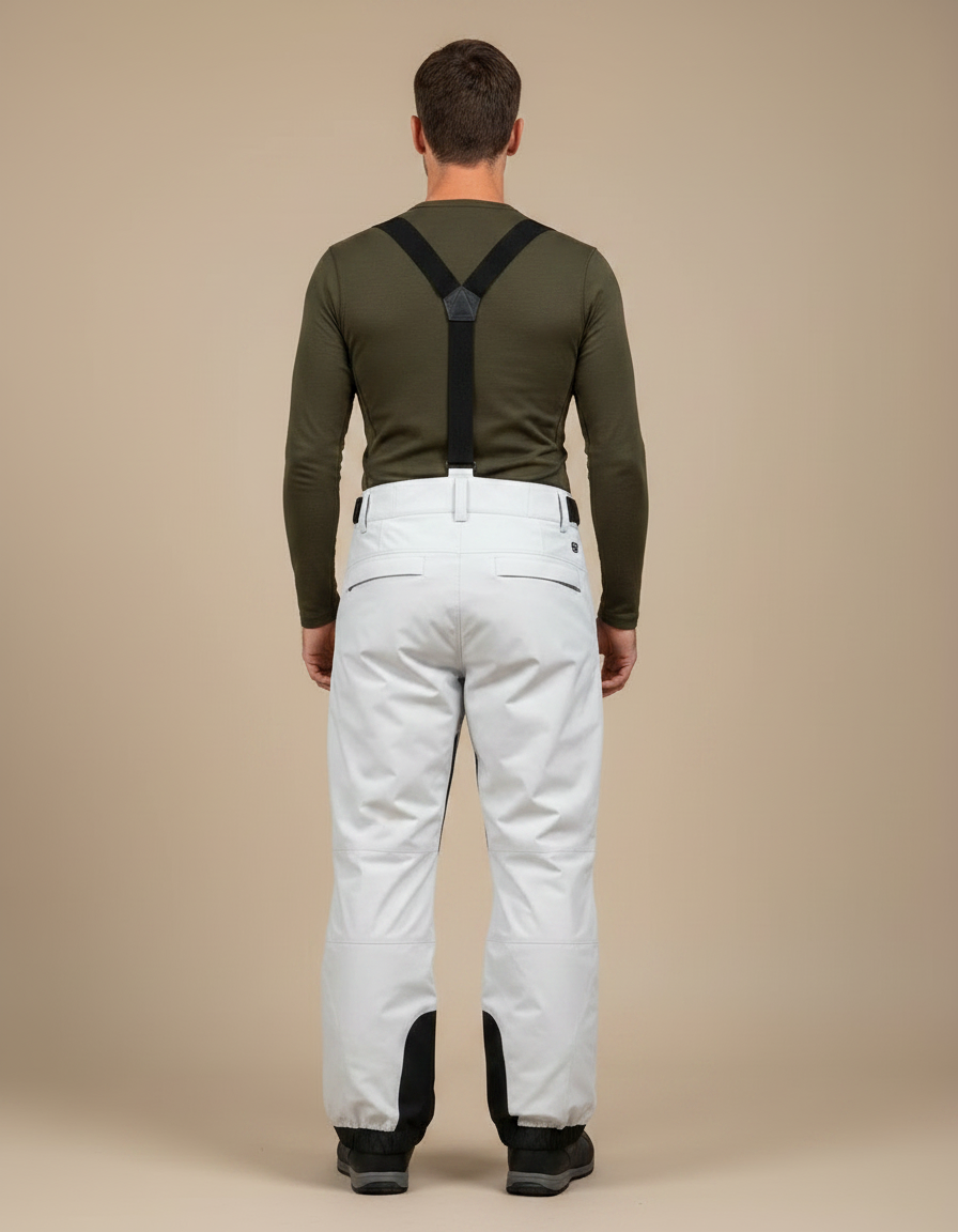 Pantalon Randonnée Blanc Imperméable Bretelles Ski Homme - Polyester - vue 2