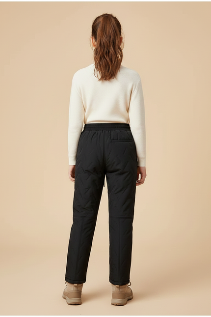 Pantalon Randonnée Noir Matelassé Imperméable Hiver Enfant - Polyester - vue 2