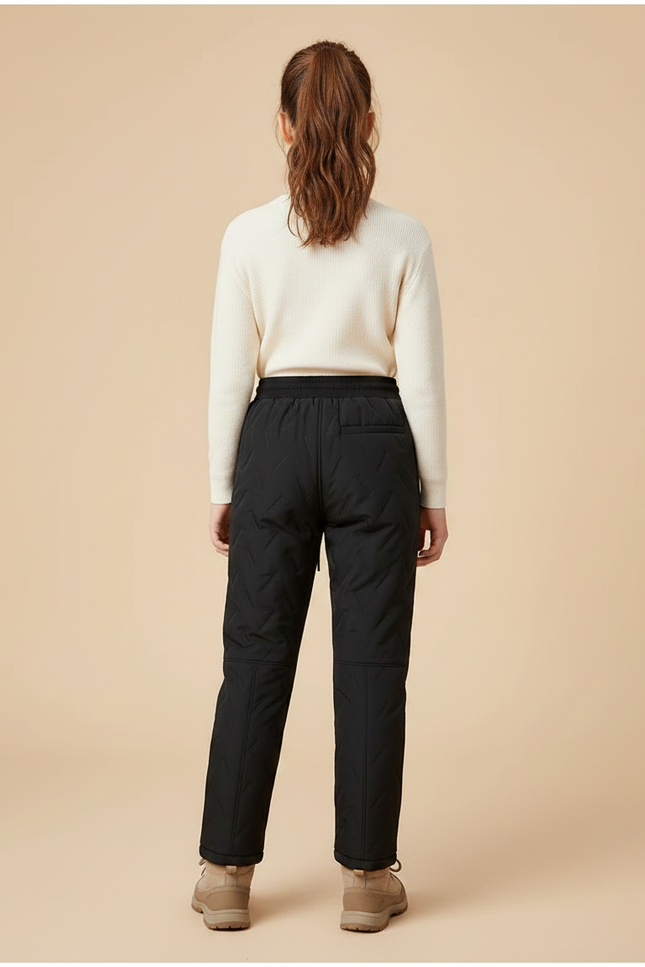 Pantalon Randonnée Noir Matelassé Imperméable Hiver Enfant - Polyester - vue 2