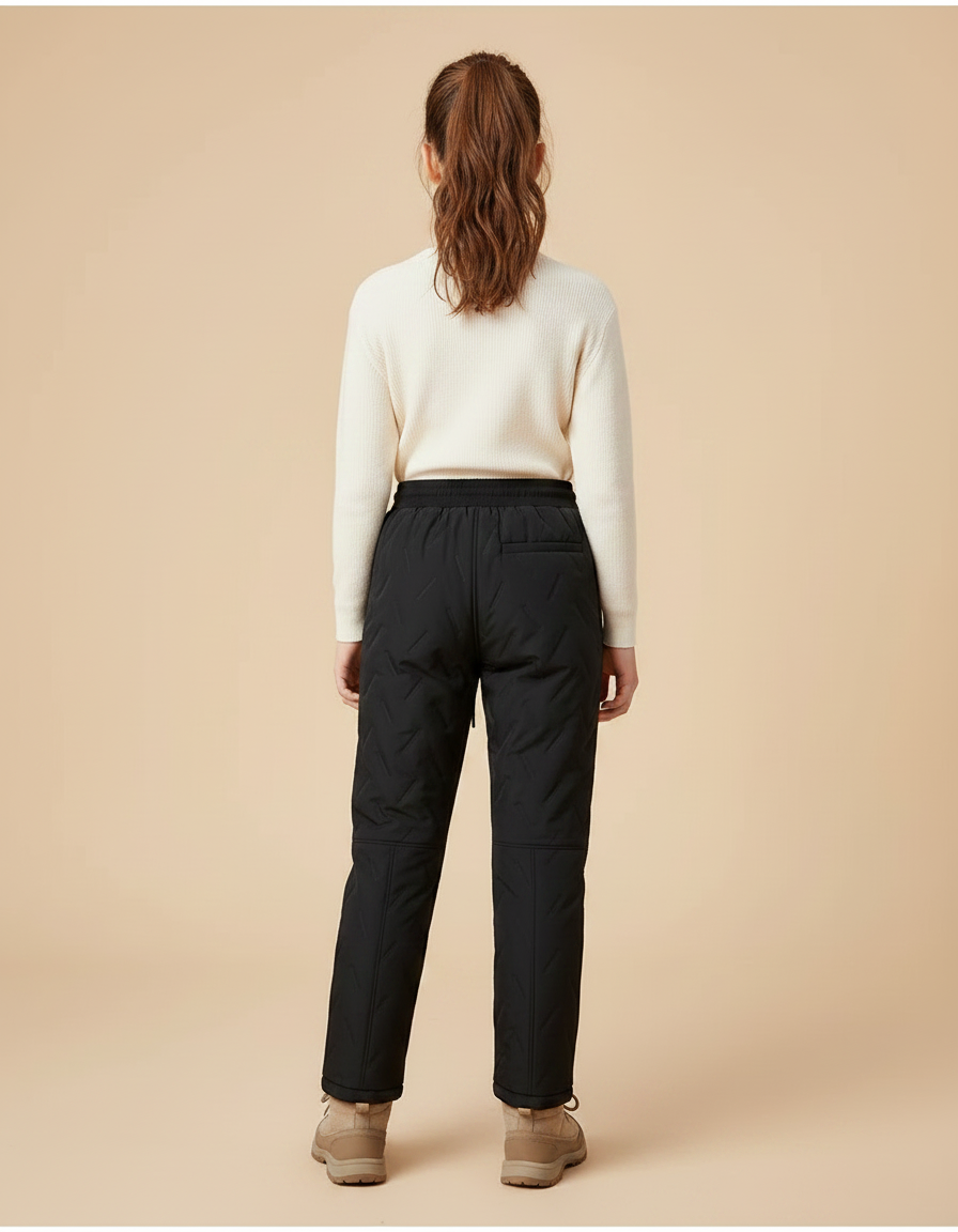 Pantalon Randonnée Noir Matelassé Imperméable Hiver Enfant - Polyester - vue 2