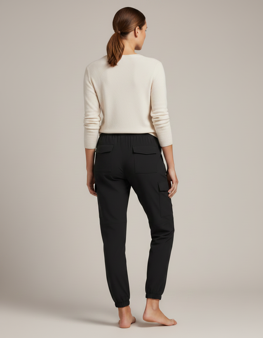 Pantalon Randonnée Noir Cargo Jogger Léger Femme - Polyester - vue 2
