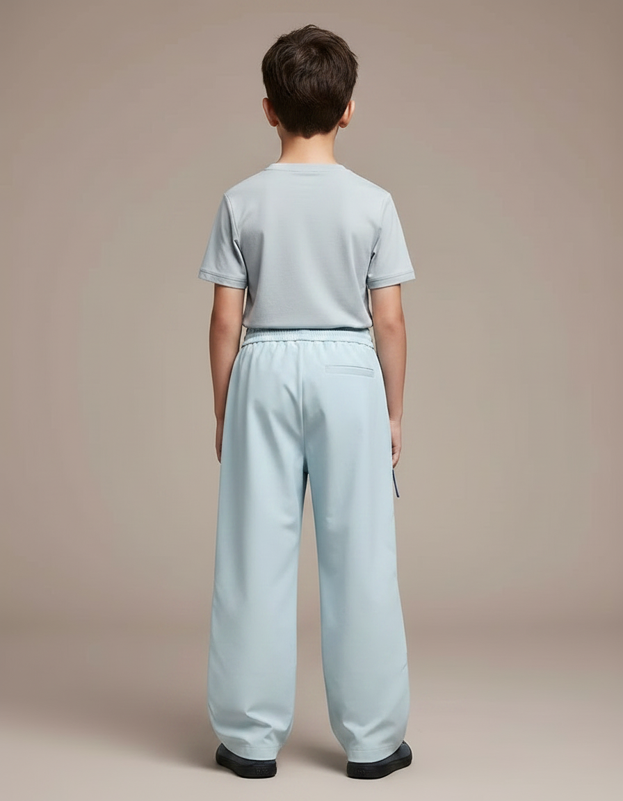 Pantalon Randonnée Bleu Ciel Ample Imperméable Bicolore Enfant - Multicolore Polyester - vue 2