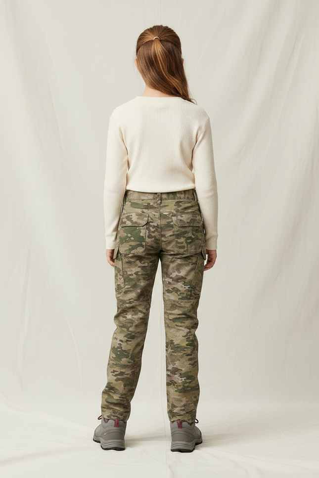 Pantalon Randonnée Camouflage Multipoches Enfant Résistant Pratique - Multicolore Toile - vue 2