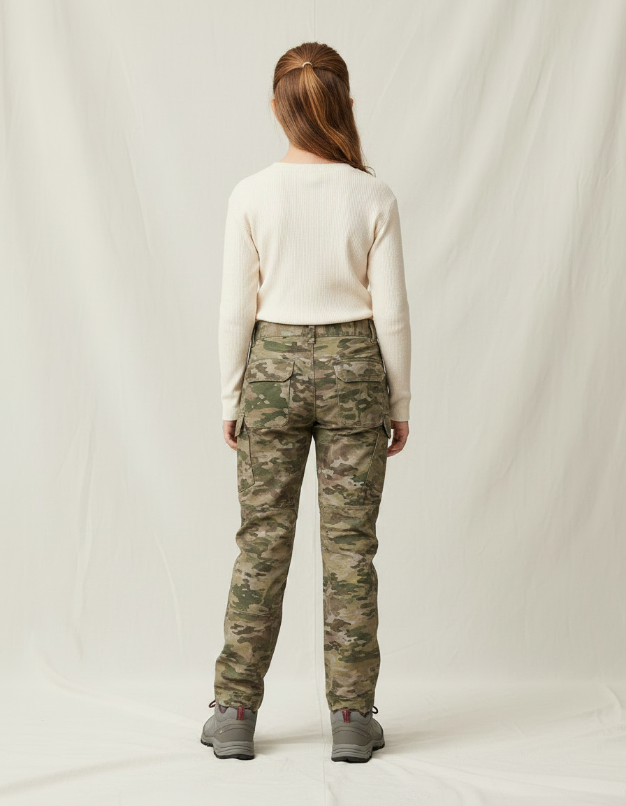 Pantalon Randonnée Camouflage Multipoches Enfant Résistant Pratique - Multicolore Toile - vue 2