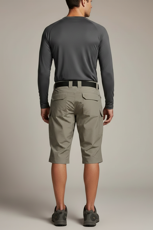 Pantalon Randonnée Capri Gris Multipoches Tactique Homme - Kaki Polyester - vue 2
