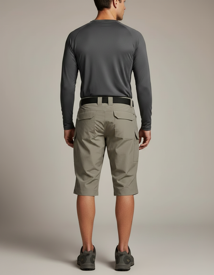 Pantalon Randonnée Capri Gris Multipoches Tactique Homme - Kaki Polyester - vue 2