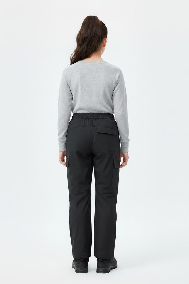 Pantalon Randonnée Noir Cargo Enfant Imperméable Réfléchissant - Polyester - vue 2