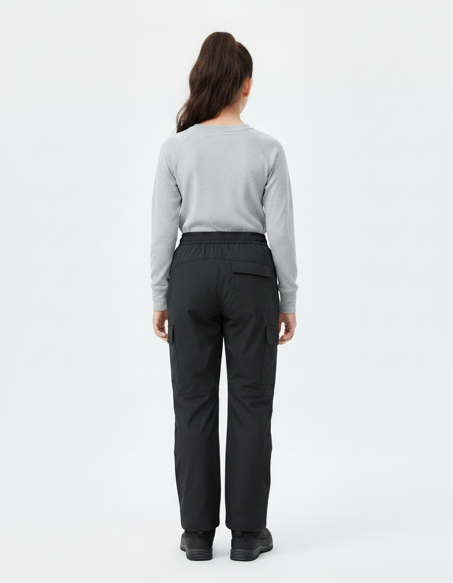 Pantalon Randonnée Noir Cargo Enfant Imperméable Réfléchissant - Polyester - vue 2