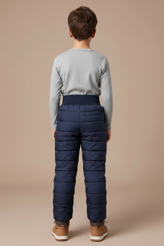 Pantalon Randonnée Enfant Bleu Marine Matelassé Hiver - Polyester - vue 2