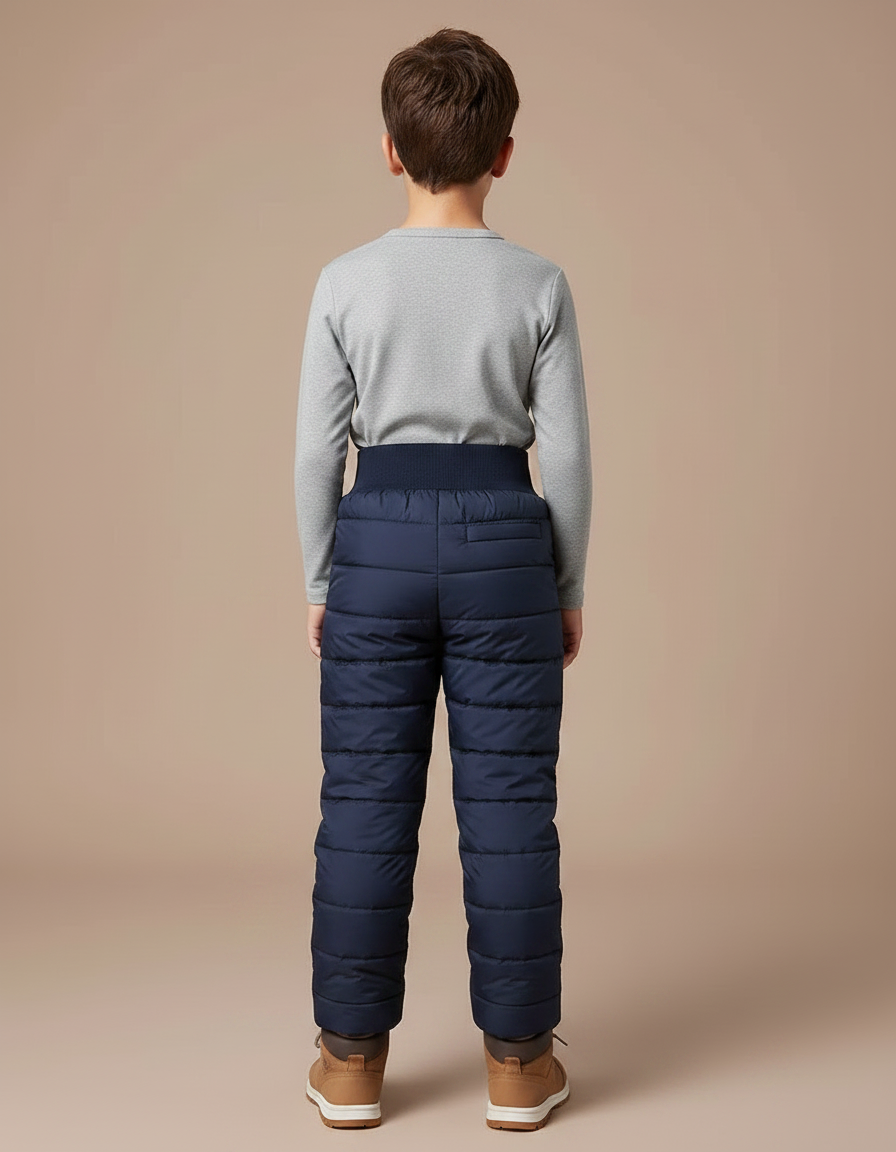 Pantalon Randonnée Enfant Bleu Marine Matelassé Hiver - Polyester - vue 2