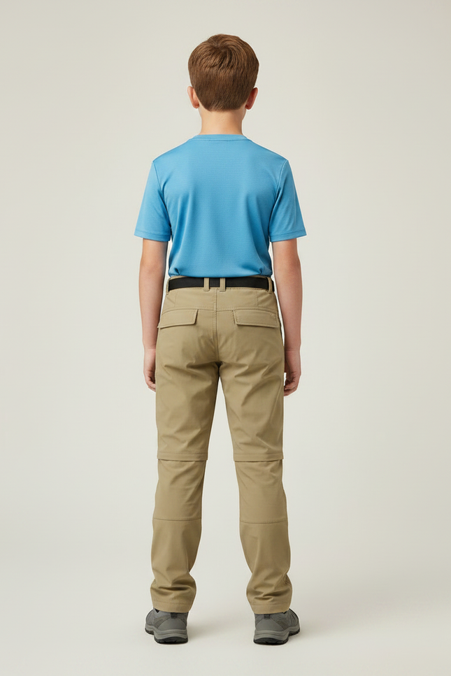 Pantalon Randonnée Beige Convertible Enfant Tactique - Polyester - vue 2