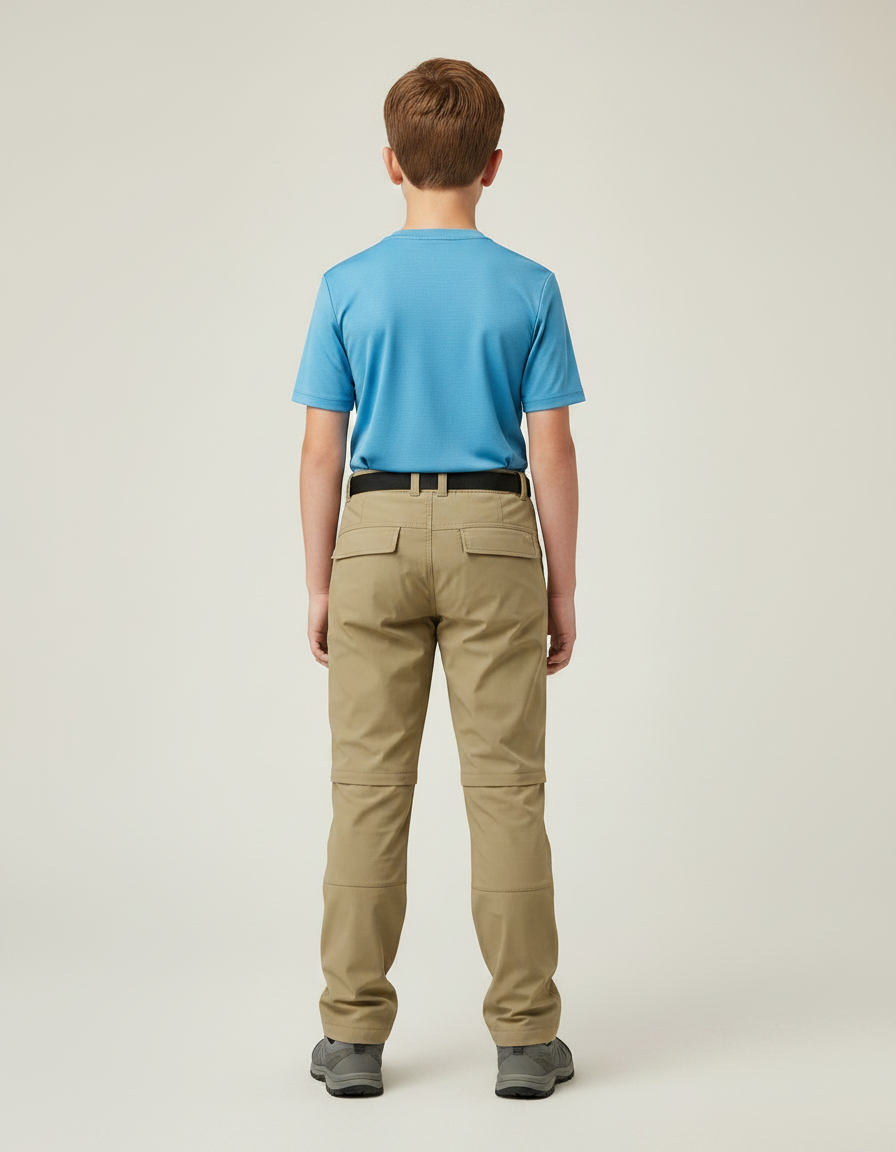 Pantalon Randonnée Beige Convertible Enfant Tactique - Polyester - vue 2