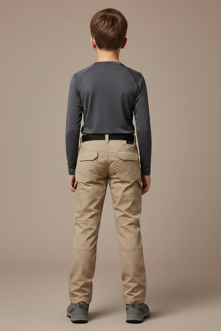 Pantalon Randonnée Beige Cargo Multipoches Renforcé Enfant - Toile - vue 2